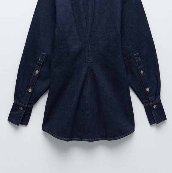 NWT ZARA | Denim Mini Dress Dark Indigo - Picture 9 of 11